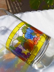 Редкие винтажные стаканы 4 шт. Клеймо бренда by Avir, Италия, 60-е годa прошлого века. высота 11.5см, диаметр 6см. Яркий фруктовый дизайн. стаканы утяжелённые снизу.